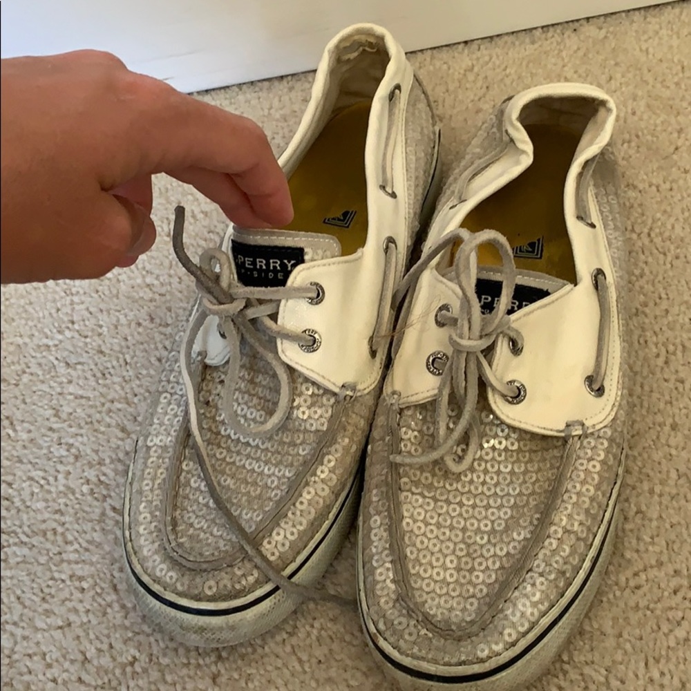 Sperry’s Sparkly Off White Sneakers